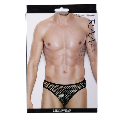 Elegant Moments - Raah – Men's Fishnet Thong-Back Brief - Black - L/XL