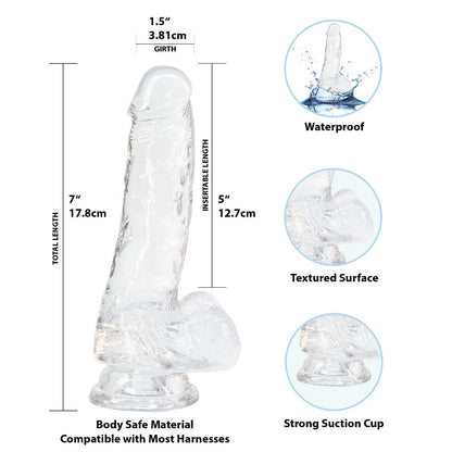 Addiction Crystal – 7" Clear Dildo with Balls