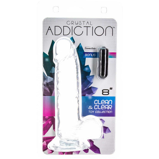 Addiction Crystal – 8" Clear Dildo with Balls