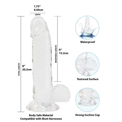 Addiction Crystal – 8" Clear Dildo with Balls