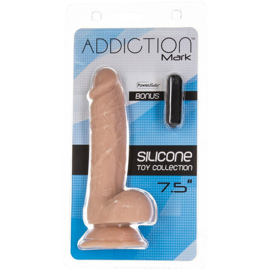Addiction Mark 7.5" Dildo With Balls with Bullet - Beige