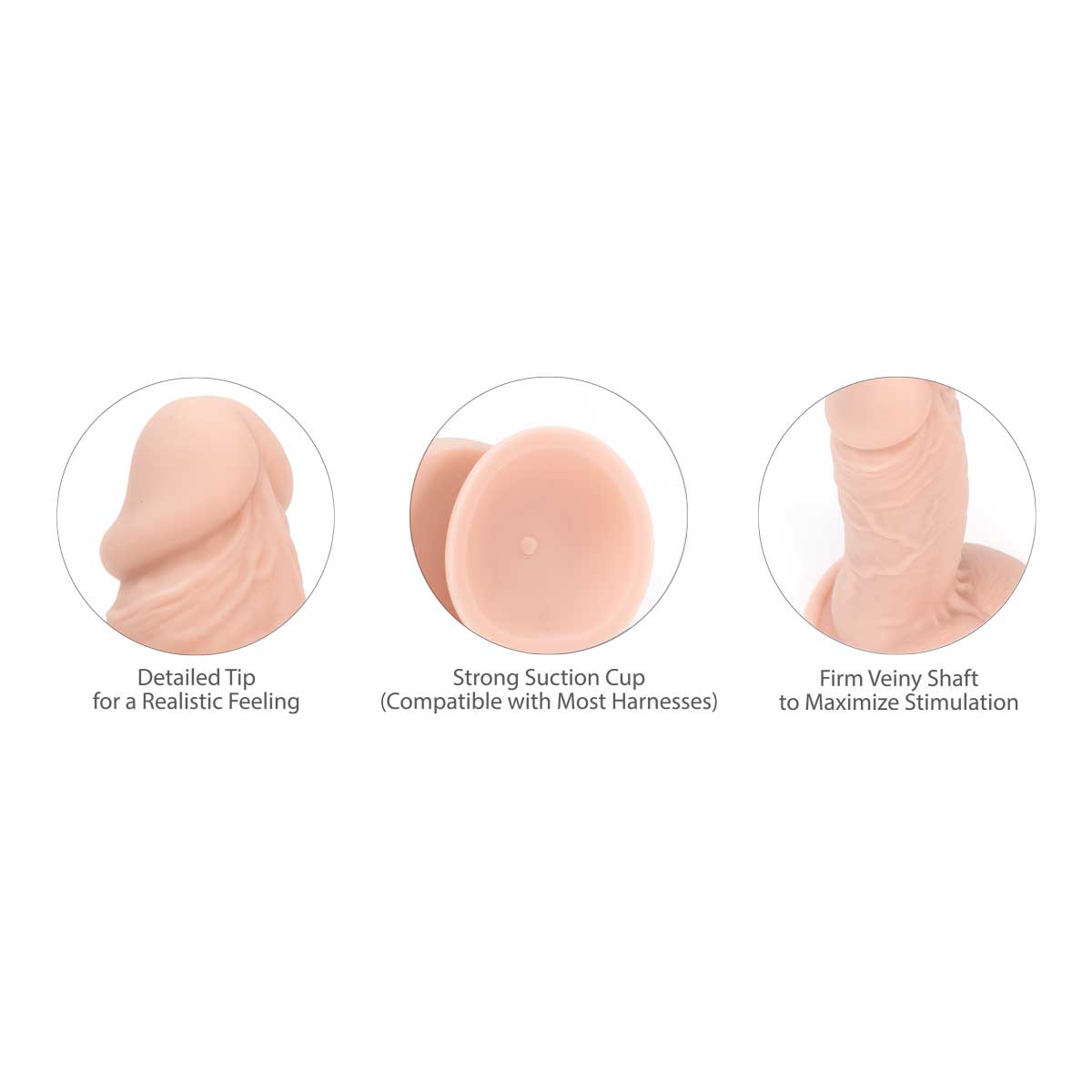 Pure Love® - 7.5 Inch Realistic Silicone Dildo with Balls – Beige