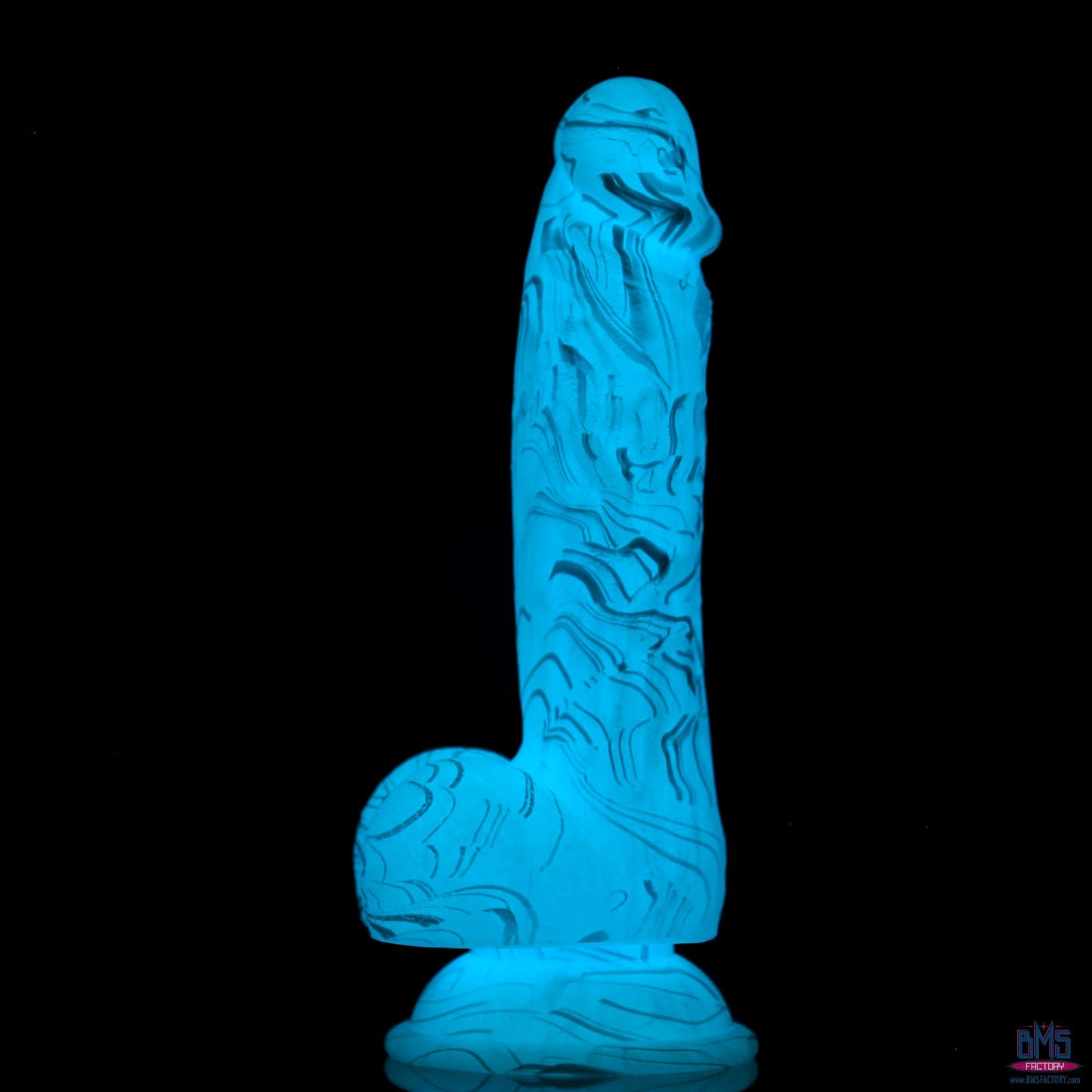 Addiction Luke 7.5" Glow-in-the-Dark Dildo With Balls - Blue