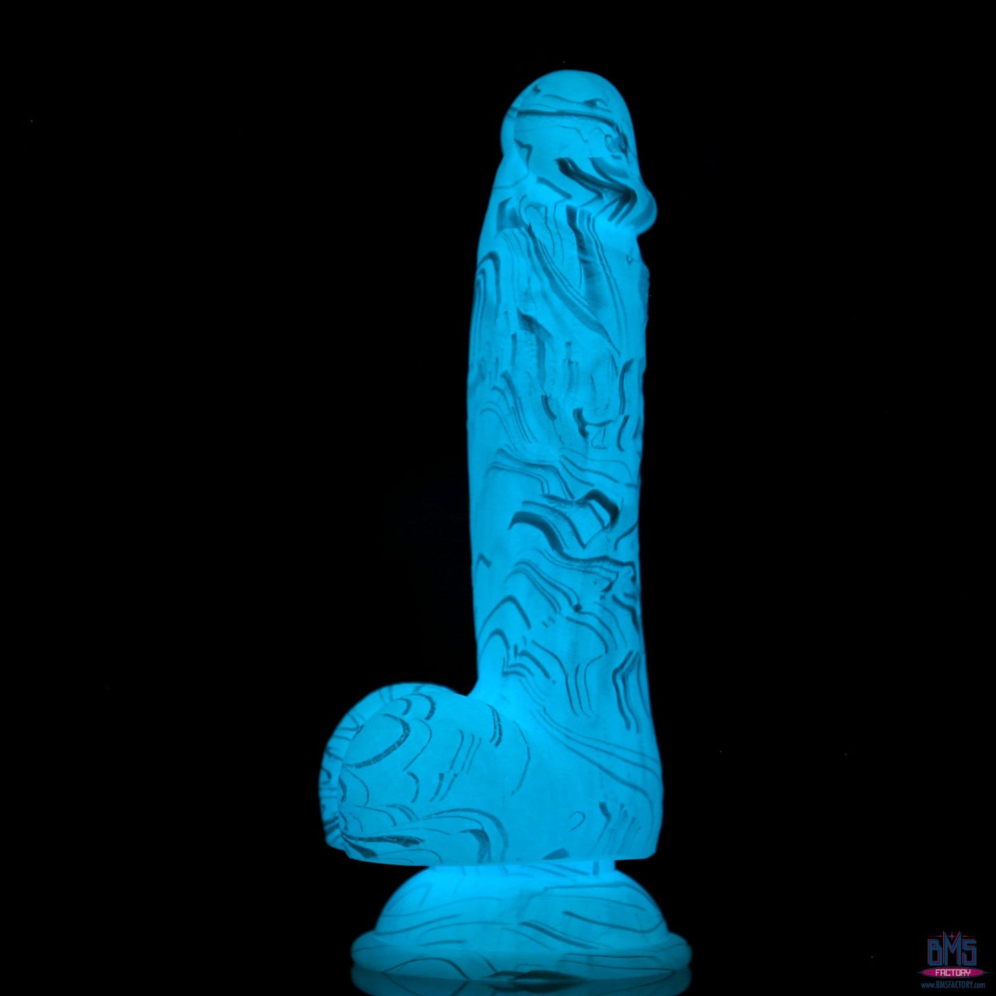 Addiction Luke 7.5" Glow-in-the-Dark Dildo With Balls - Blue