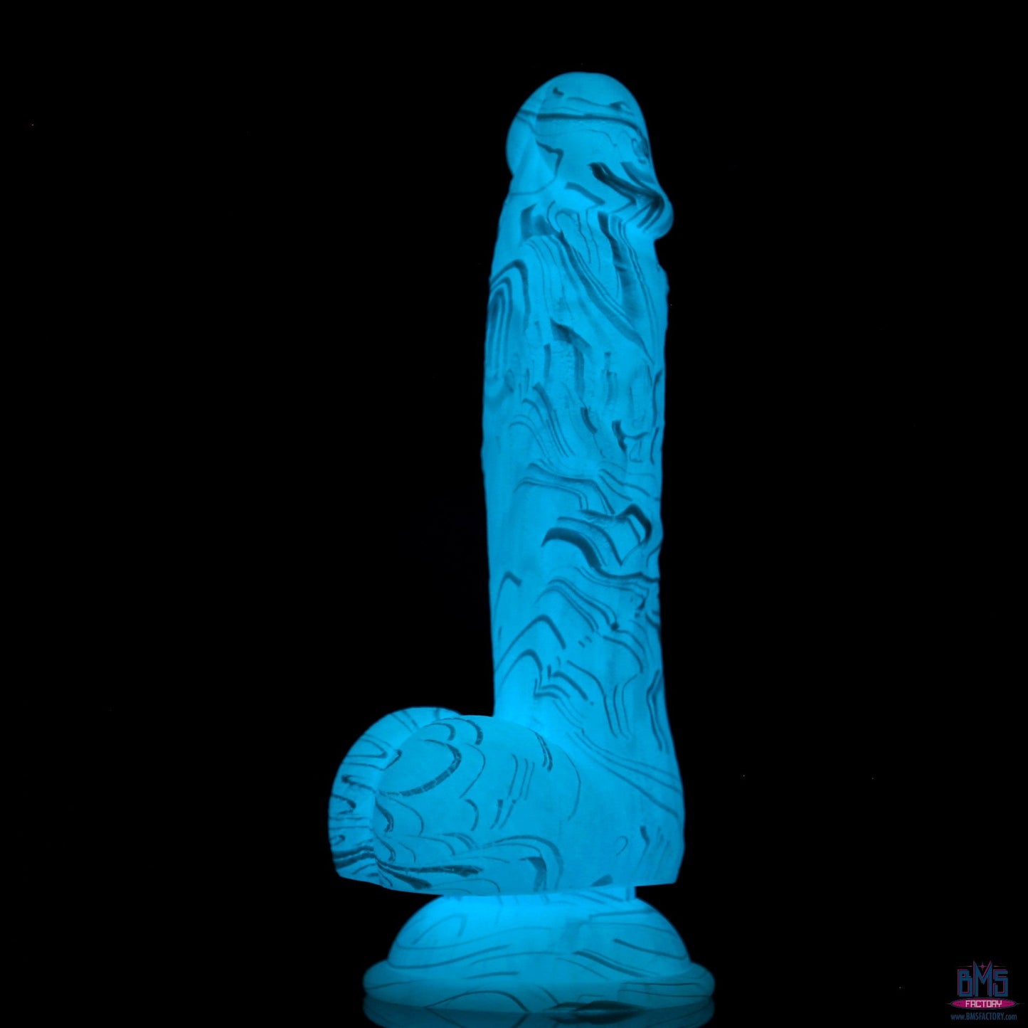 Addiction Luke 7.5" Glow-in-the-Dark Dildo With Balls - Blue