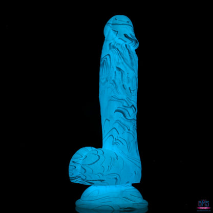 Addiction Luke 7.5" Glow-in-the-Dark Dildo With Balls - Blue
