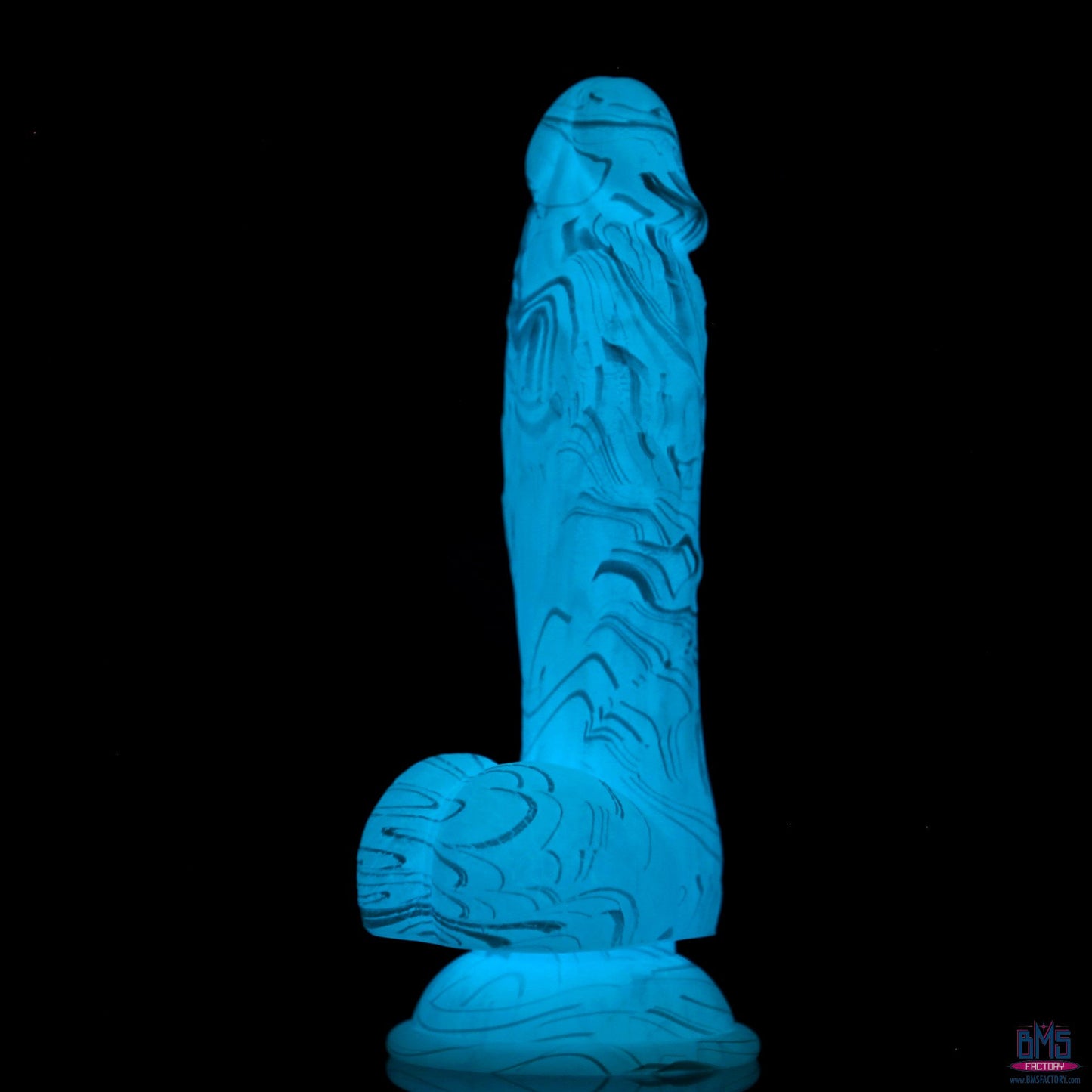 Addiction Luke 7.5" Glow-in-the-Dark Dildo With Balls - Blue