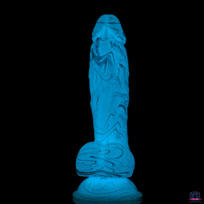 Addiction Luke 7.5" Glow-in-the-Dark Dildo With Balls - Blue