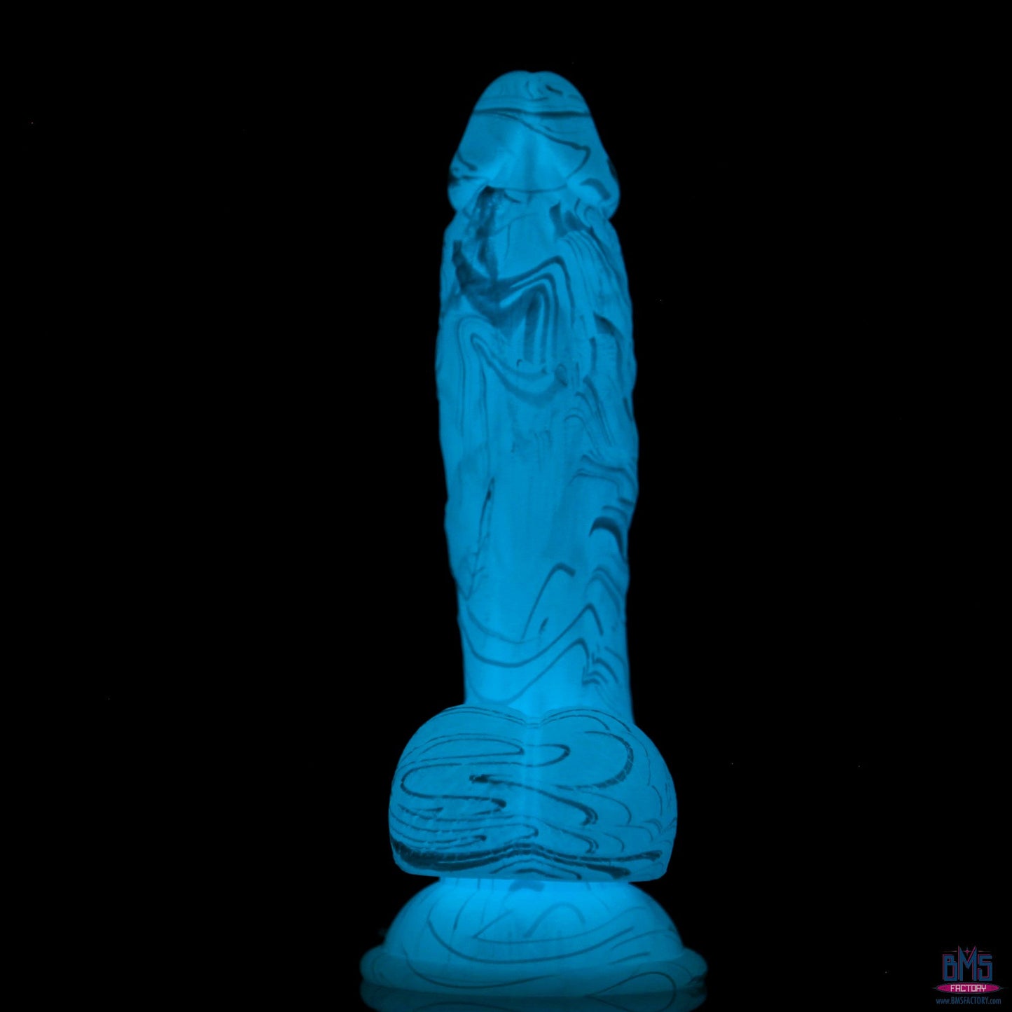 Addiction Luke 7.5" Glow-in-the-Dark Dildo With Balls - Blue