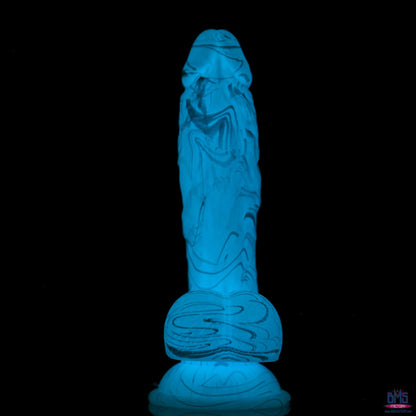 Addiction Luke 7.5" Glow-in-the-Dark Dildo With Balls - Blue