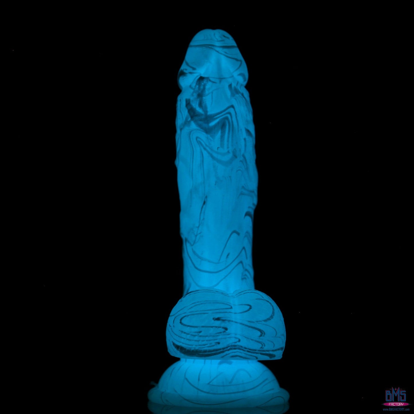Addiction Luke 7.5" Glow-in-the-Dark Dildo With Balls - Blue
