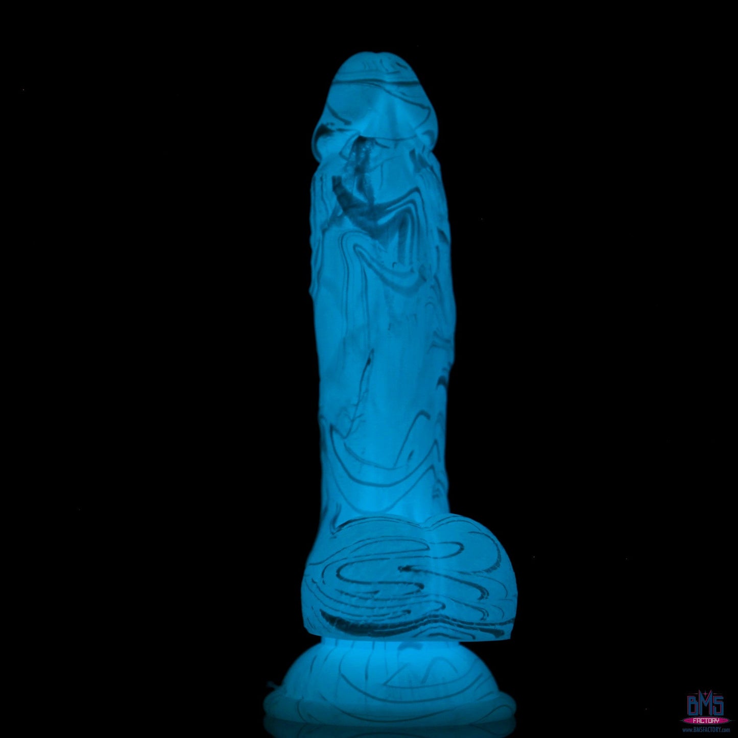 Addiction Luke 7.5" Glow-in-the-Dark Dildo With Balls - Blue