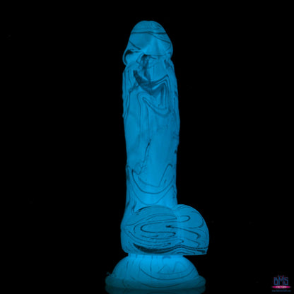 Addiction Luke 7.5" Glow-in-the-Dark Dildo With Balls - Blue