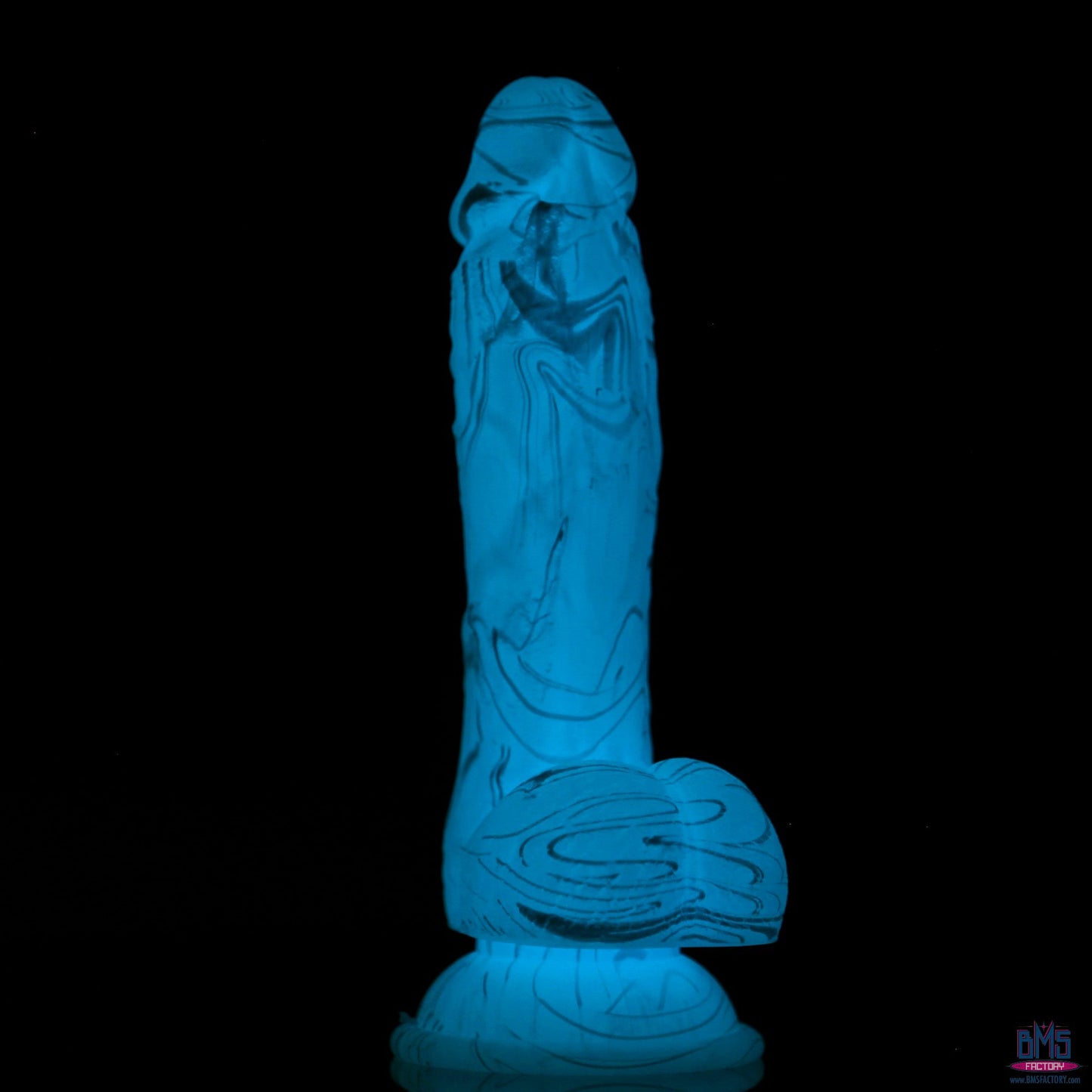 Addiction Luke 7.5" Glow-in-the-Dark Dildo With Balls - Blue