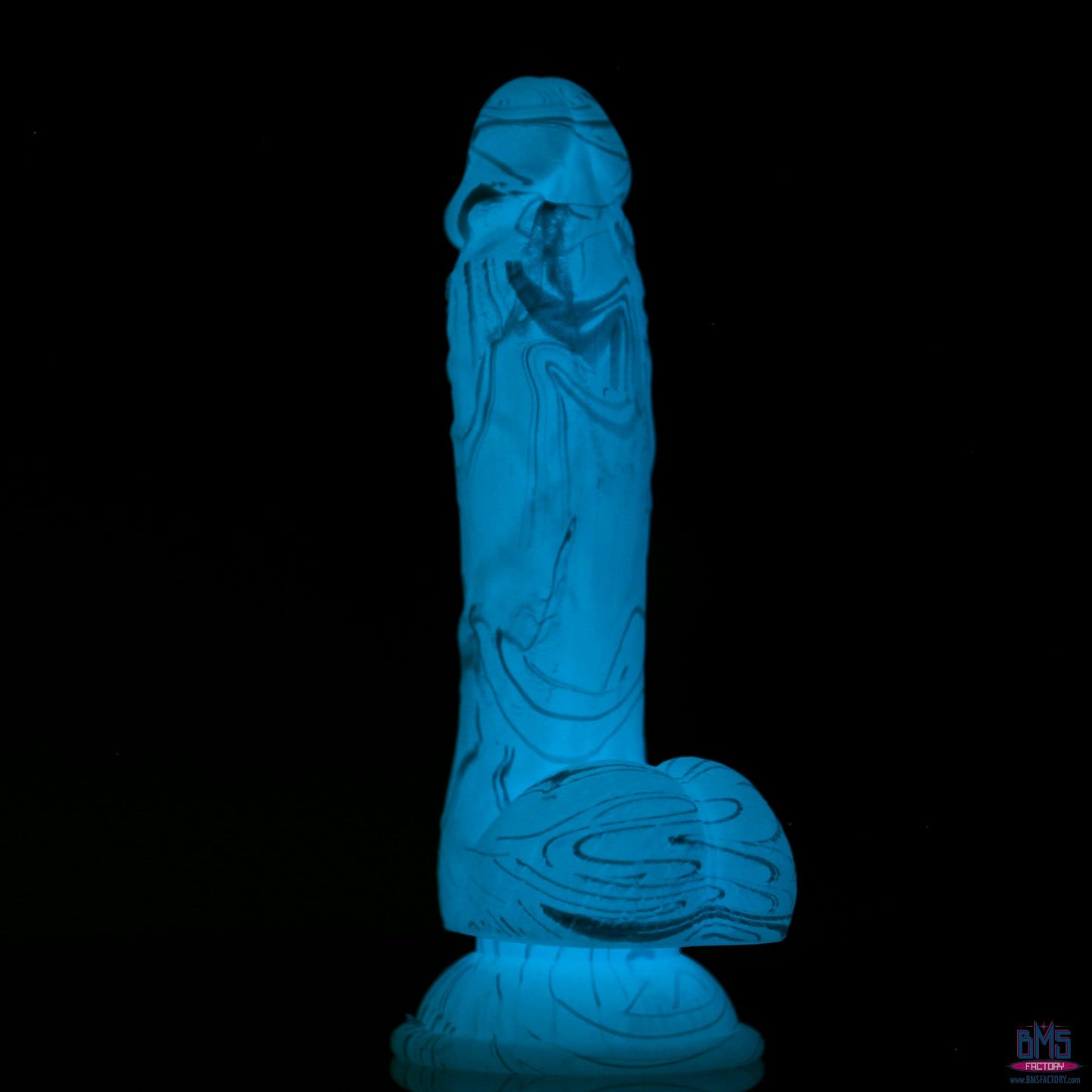 Addiction Luke 7.5" Glow-in-the-Dark Dildo With Balls - Blue
