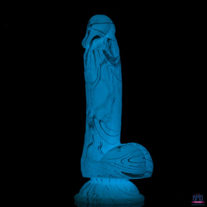 Addiction Luke 7.5" Glow-in-the-Dark Dildo With Balls - Blue