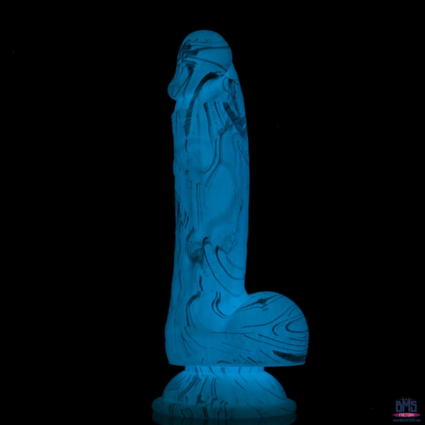 Addiction Luke 7.5" Glow-in-the-Dark Dildo With Balls - Blue