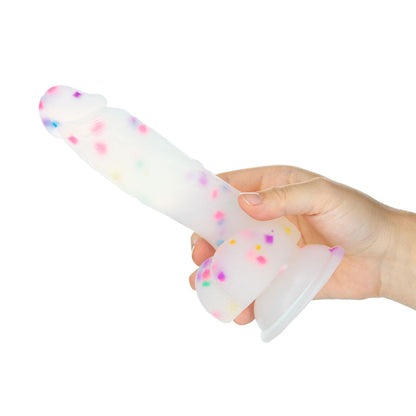 Pure Love® - Party Time Silicone Dildo With Suction Base – 7.5 In. – Frosted Confetti