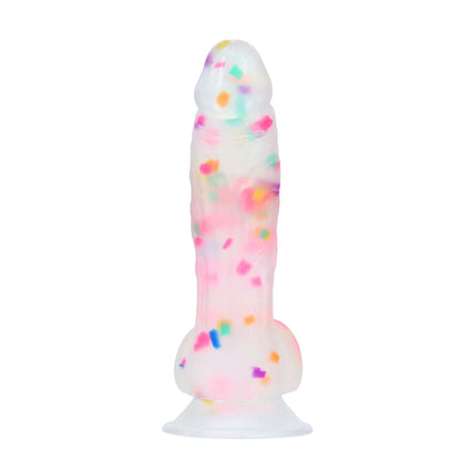 Pure Love® - Party Time Silicone Dildo With Suction Base – 7.5 In. – Frosted Confetti