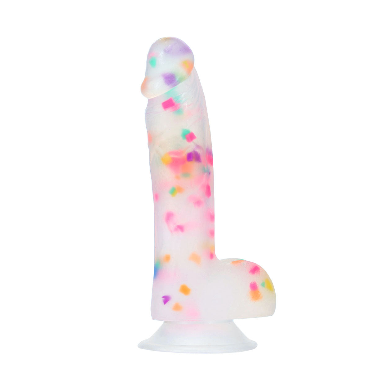 Pure Love® - Party Time Silicone Dildo With Suction Base – 7.5 In. – Frosted Confetti