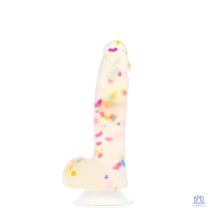 Pure Love® - Party Time Silicone Dildo With Suction Base – 7.5 In. – Frosted Confetti