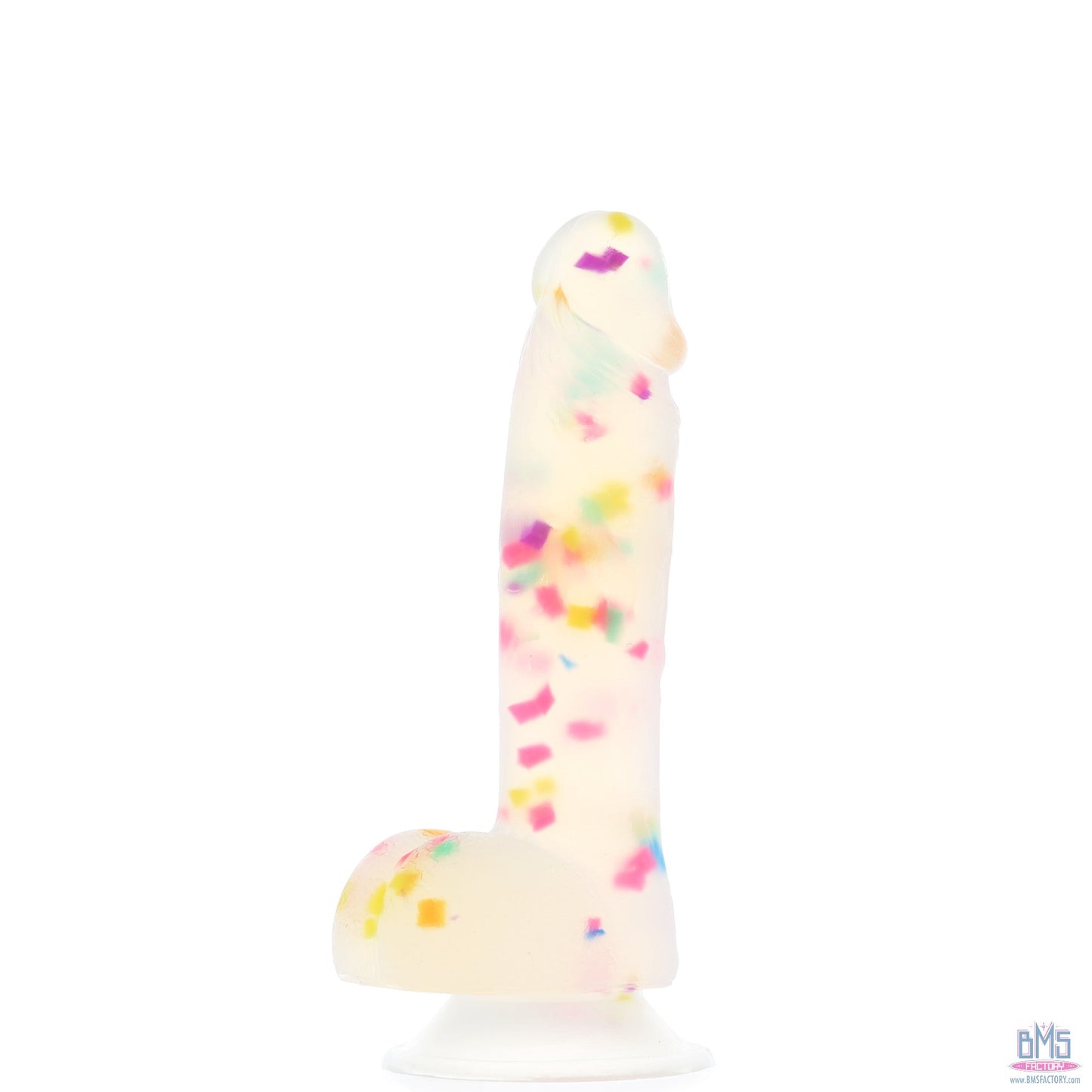 Pure Love® - Party Time Silicone Dildo With Suction Base – 7.5 In. – Frosted Confetti