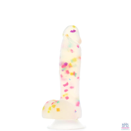 Pure Love® - Party Time Silicone Dildo With Suction Base – 7.5 In. – Frosted Confetti