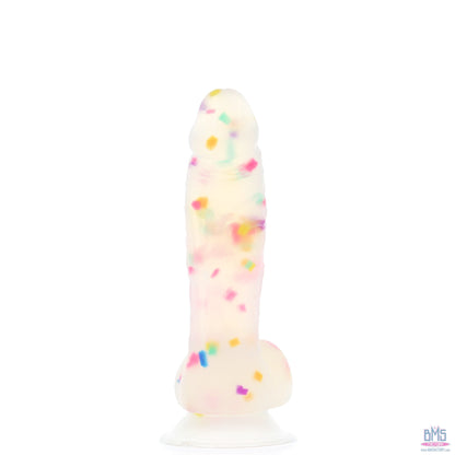 Pure Love® - Party Time Silicone Dildo With Suction Base – 7.5 In. – Frosted Confetti