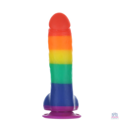 Pure Love® - Rainbow Silicone Dildo With Suction Base – 8 In.