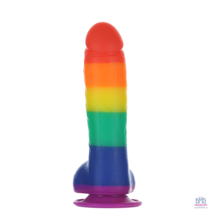 Pure Love® - Rainbow Silicone Dildo With Suction Base – 8 In.