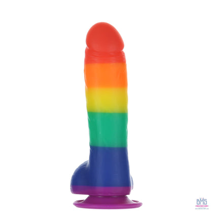 Pure Love® - Rainbow Silicone Dildo With Suction Base – 8 In.