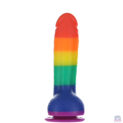 Pure Love® - Rainbow Silicone Dildo With Suction Base – 8 In.