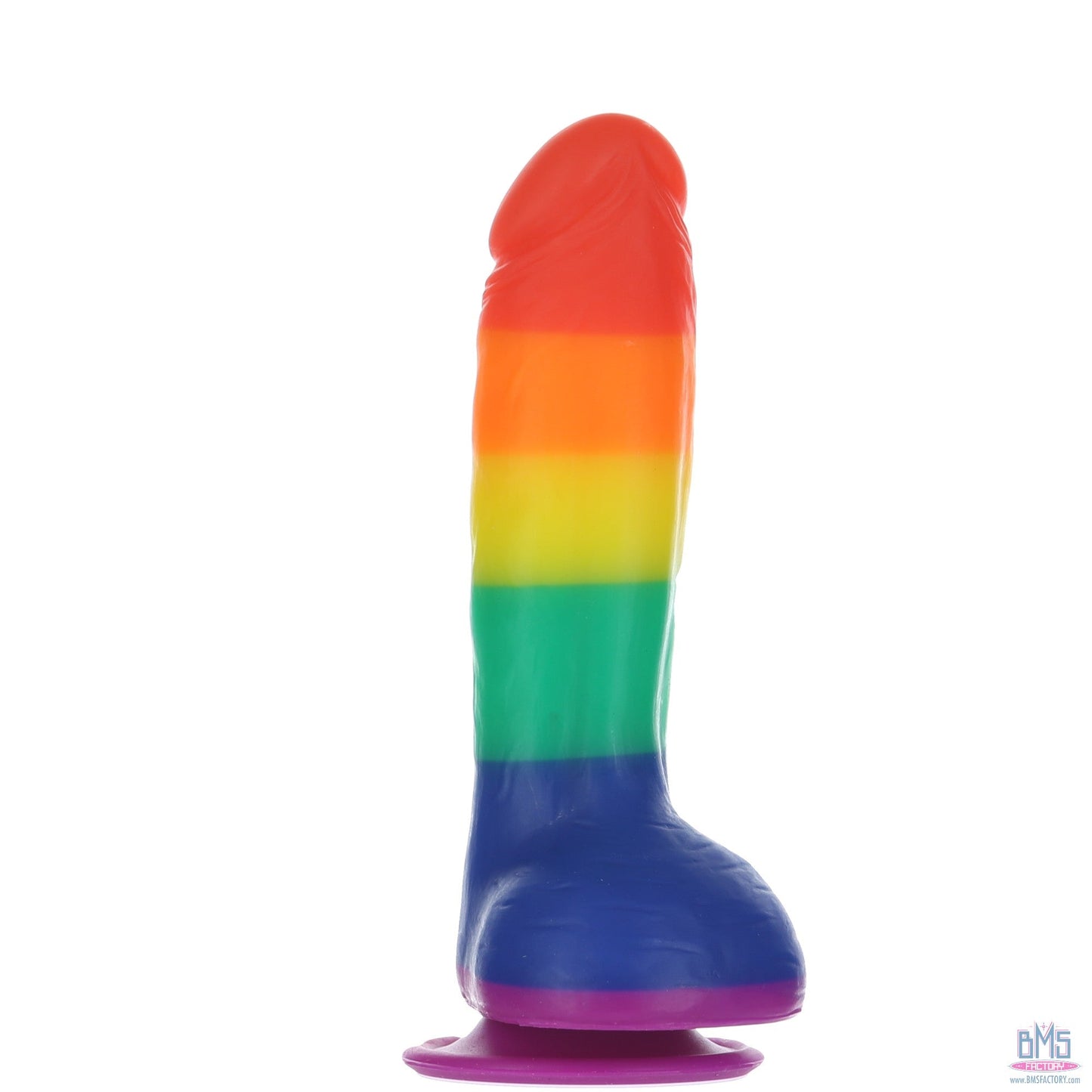 Pure Love® - Rainbow Silicone Dildo With Suction Base – 8 In.