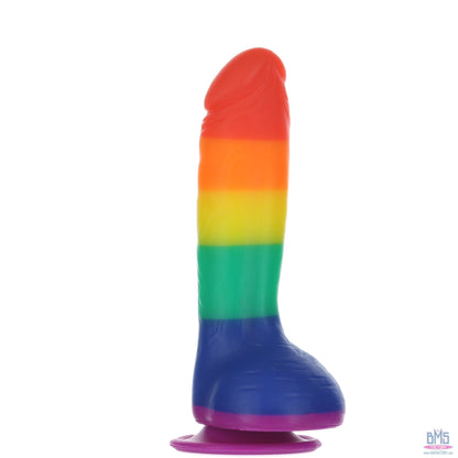Pure Love® - Rainbow Silicone Dildo With Suction Base – 8 In.