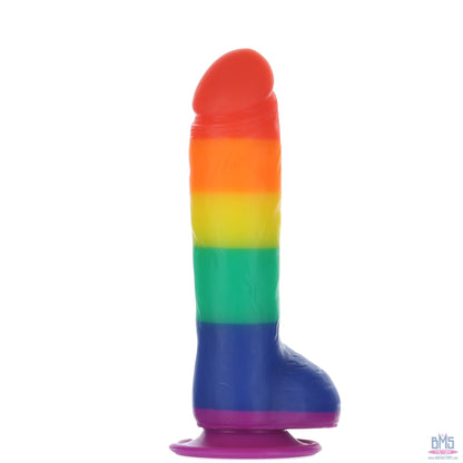 Pure Love® - Rainbow Silicone Dildo With Suction Base – 8 In.