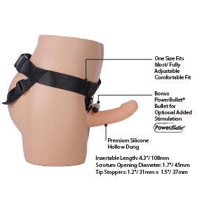 Addiction – 7” Silicone Hollow Dong Strap-On – Beige