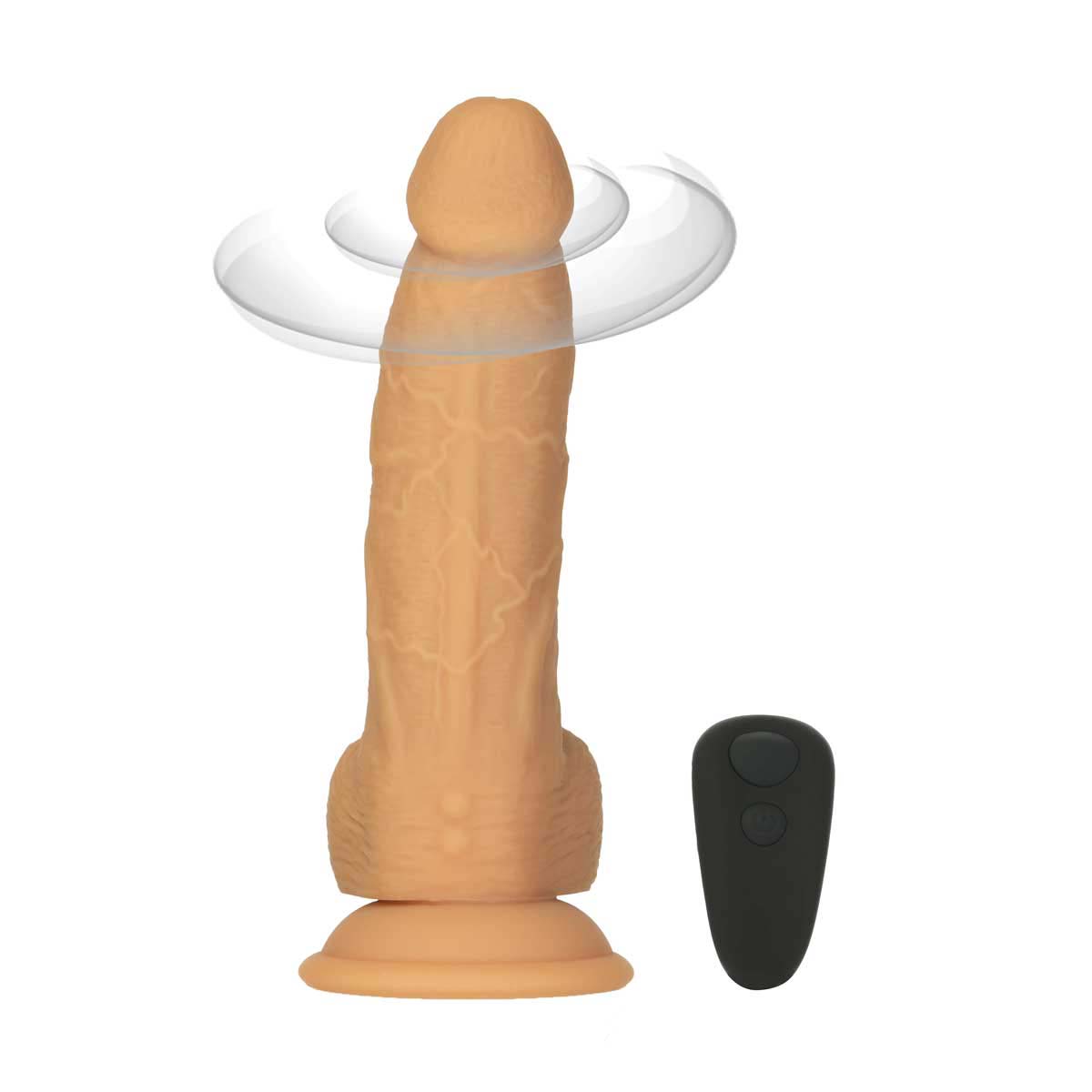 Naked Addiction 8" Rotating & Vibrating Dildo with Remote – Caramel - 88122