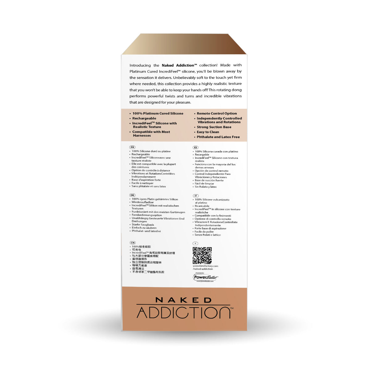 Naked Addiction 8" Rotating & Vibrating Dildo with Remote – Caramel - 88122