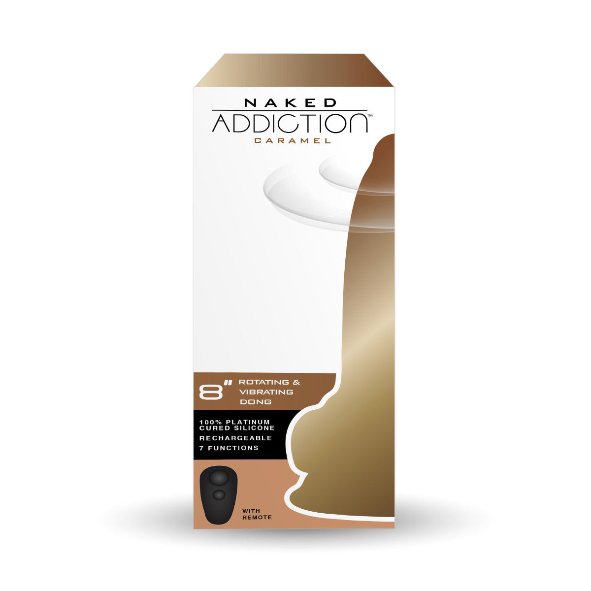 Naked Addiction 8" Rotating & Vibrating Dildo with Remote – Caramel - 88122