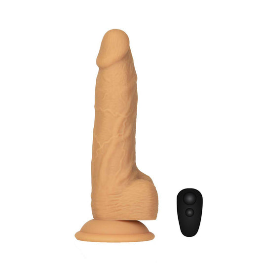 Naked Addiction 8" Rotating & Vibrating Dildo with Remote – Caramel - 88122