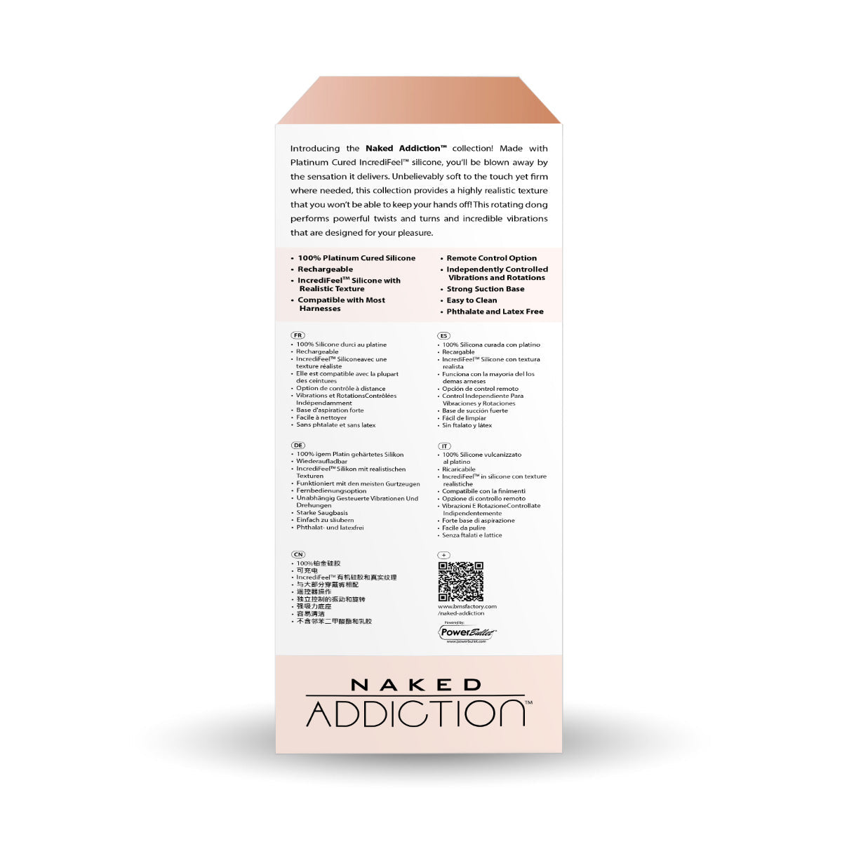 Naked Addiction 8" Rotating & Vibrating Dildo with Remote – Vanilla - 88125