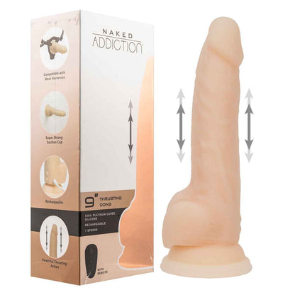Naked Addiction 9” Thrusting Dildo with Remote - Vanilla - 88225