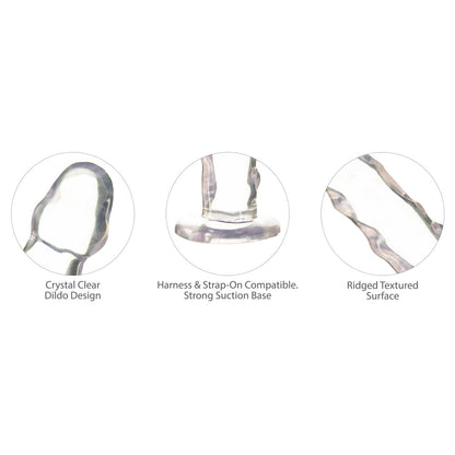 Pure Love® - Dildo with Ultra-Raised Ridges & Suction Cup - Clear - 7 In.