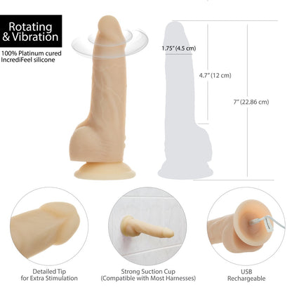 Naked Addiction 7" Rotating & Vibrating Dildo with Remote Control - 88325