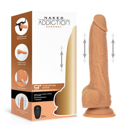 Naked Addiction 9” Thrusting Dong with Remote - Caramel - 88425