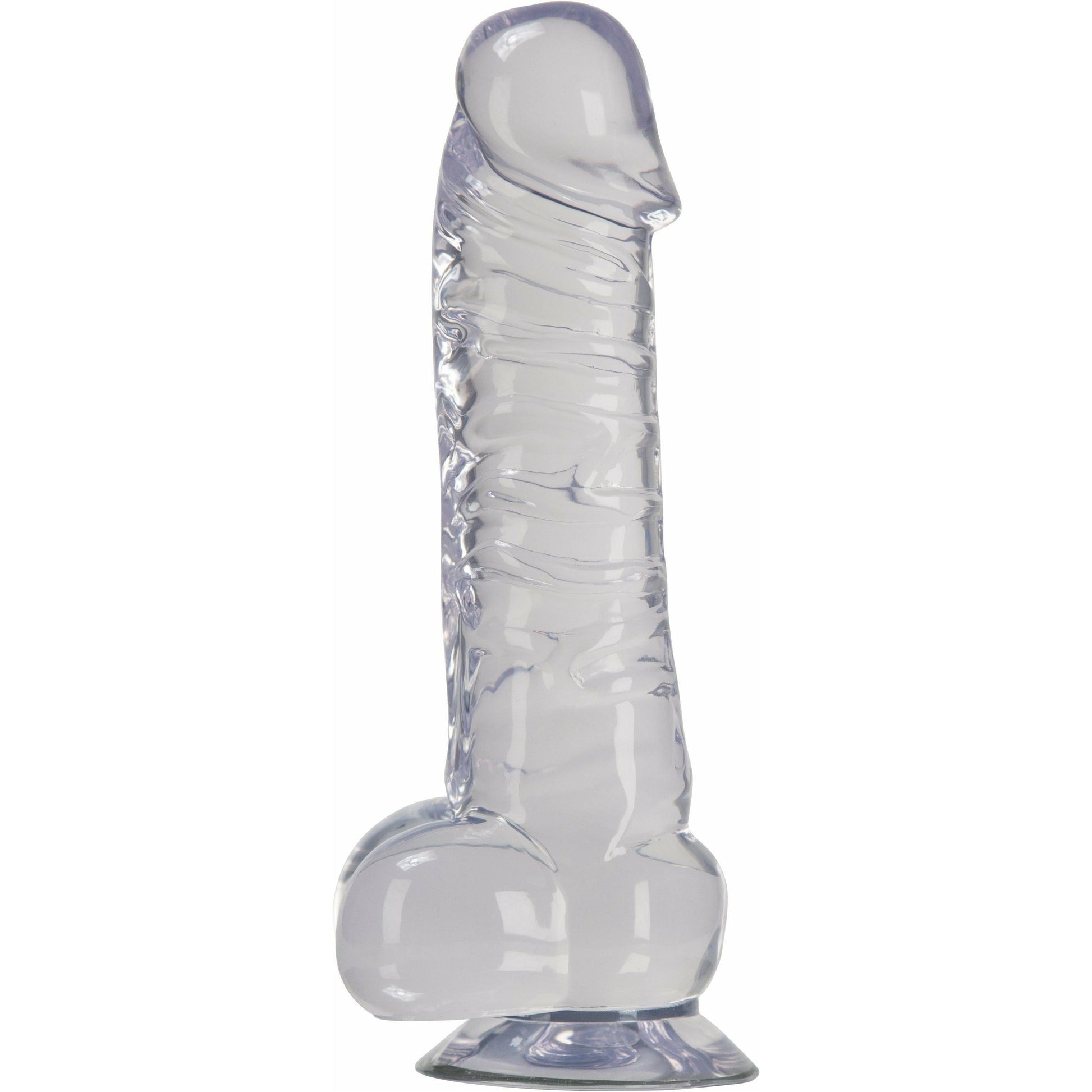 NMC Luxy 7" Clear Stone Series Realistic Dong with Scrotum and Suction Cup
