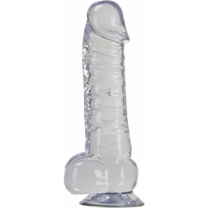 NMC Luxy 7" Clear Stone Series Realistic Dong with Scrotum and Suction Cup