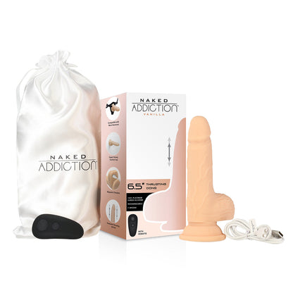 Naked Addiction 6.5" Thrusting Dong With Remote - Vanilla - 88625