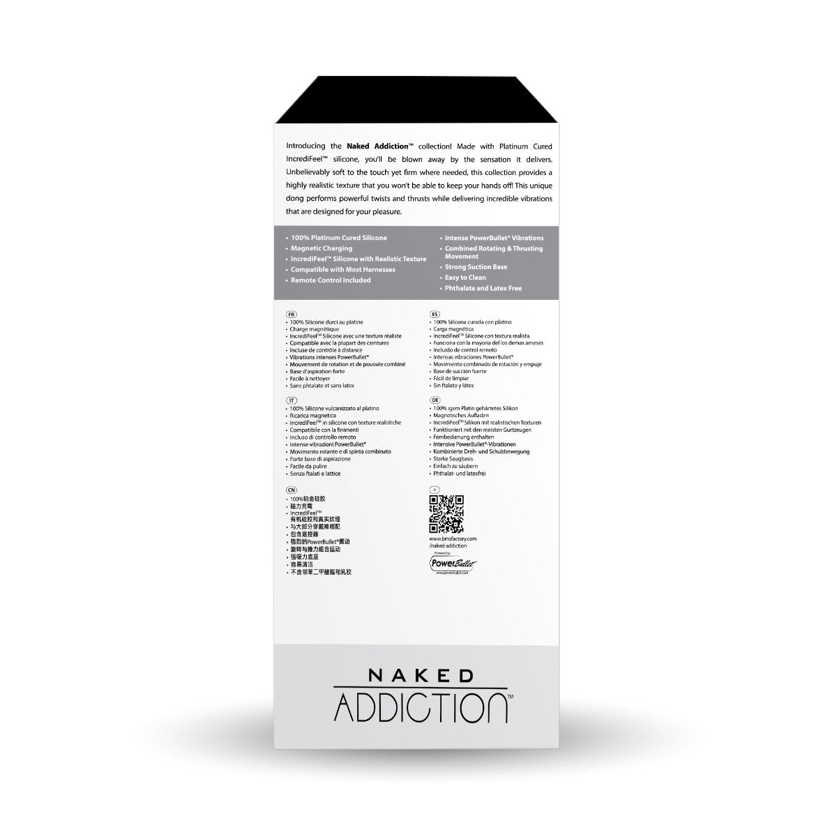 Naked Addiction – 8.6” Silicone Rotating & Thrusting Vibrating Dildo with Remote - Noir - 88711