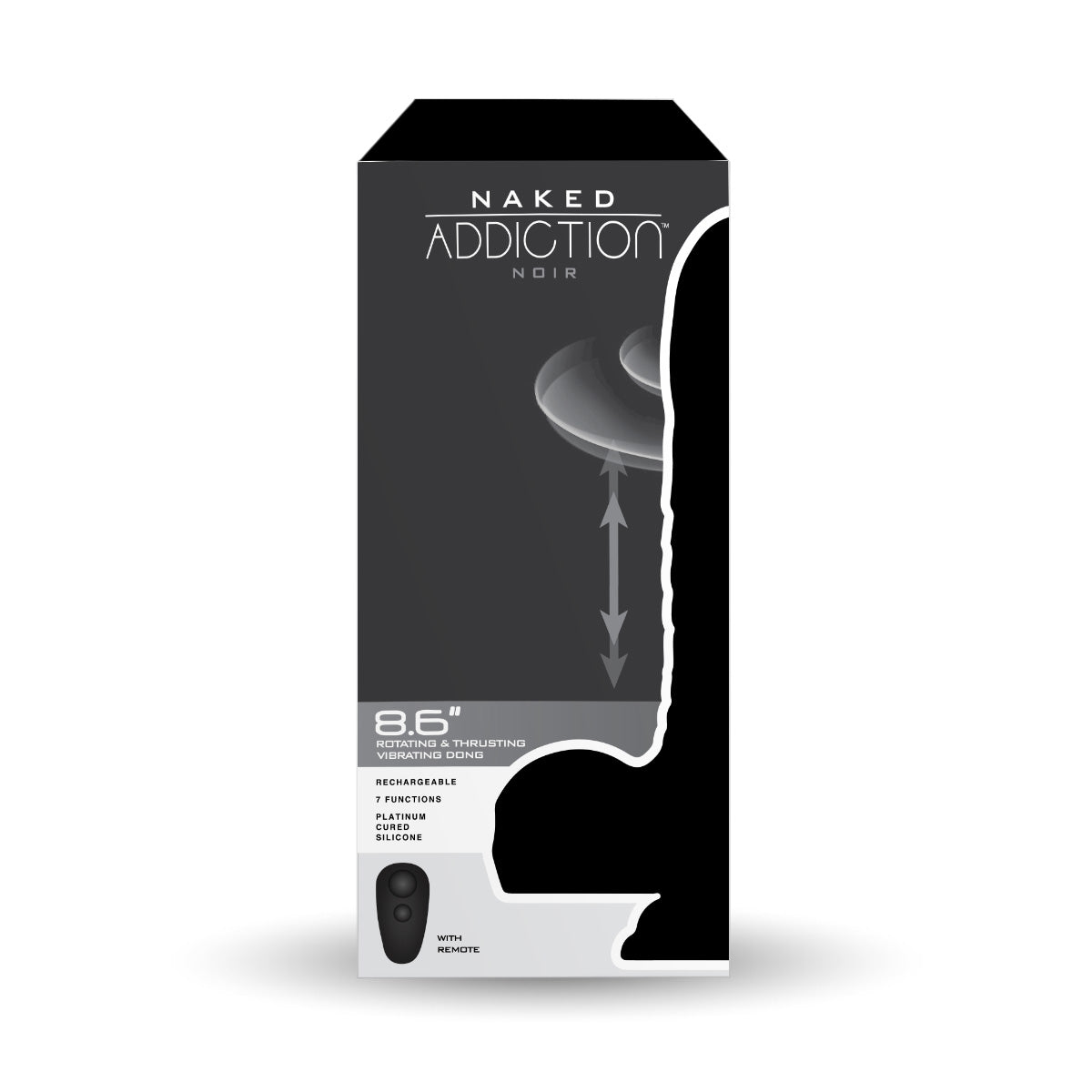 Naked Addiction – 8.6” Silicone Rotating & Thrusting Vibrating Dildo with Remote - Noir - 88711